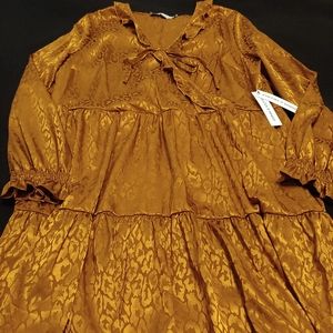 Boho style satin animal print dress